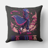Edgy Sakura Warrior Bird Anime Illustration クッション (裏面)