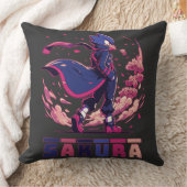 Edgy Sakura Warrior Bird Anime Illustration クッション (ブランケット)
