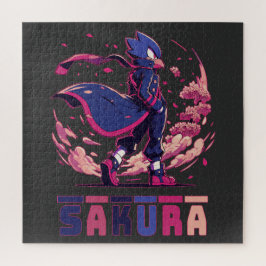 Edgy Sakura Warrior Bird Anime Illustration ジグソーパズル