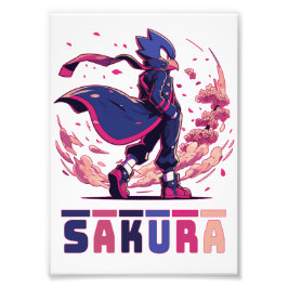 Edgy Sakura Warrior Bird Anime Illustration フォトプリント