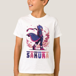 Edgy Sakura Warrior Bird Anime Illustration Tシャツ