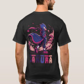Edgy Sakura Warrior Bird Anime Illustration Tシャツ (裏面)