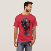 Edgy Samurai Warrior Japanese Ink Art Red Sun Tシャツ (正面フル)