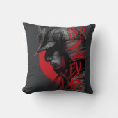 Edgy Samurai Warrior Japanese Ink Red Sun クッション (正面)