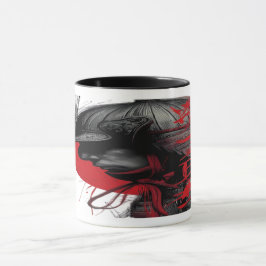 Edgy Samurai Warrior Japanese Ink Red Sun マグカップ