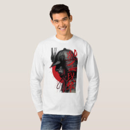 Edgy Samurai Warrior Japanese Red Sun Long Sleeve Tシャツ