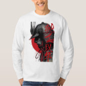 Edgy Samurai Warrior Japanese Red Sun Long Sleeve Tシャツ (正面)