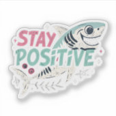 Edgy Shark「Stay」ステッ前向きカー – ダークユーモア、S シール (正面)