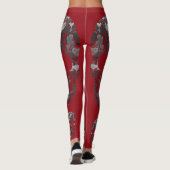 Edgy Skull Pattern | Grey Skulls on Red レギンス (裏面)