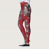 Edgy Skull Pattern | Grey Skulls on Red レギンス (左)