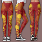 Edgy Skull Pattern | Red and Yellow レギンス