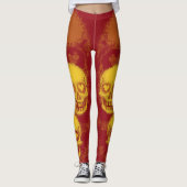 Edgy Skull Pattern | Red and Yellow レギンス (正面)