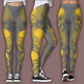 Edgy Skull Pattern | Yellow and Grey レギンス