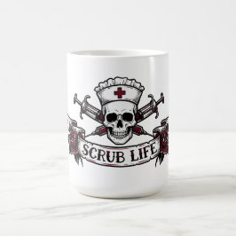 Edgy Tattoo Skull Nurse Scrub Life  コーヒーマグカップ