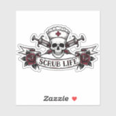 Edgy Tattoo Skull Nurse Scrub Life シール (シート)
