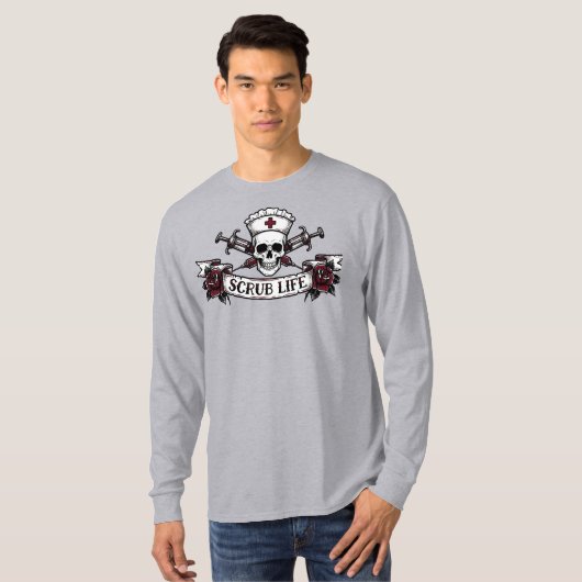 Edgy Tattoo Skull Nurse Scrub Life Iphone Case Tシャツ (正面フル)