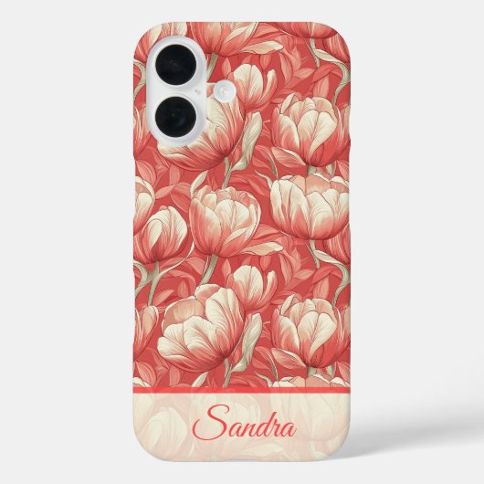 Edgy Teacher Appreciation Gift Tulip Flower Name Case-Mate iPhoneケース (裏面)