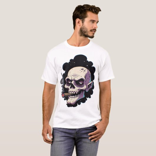Edgy Vampire Skull Tシャツ (正面フル)