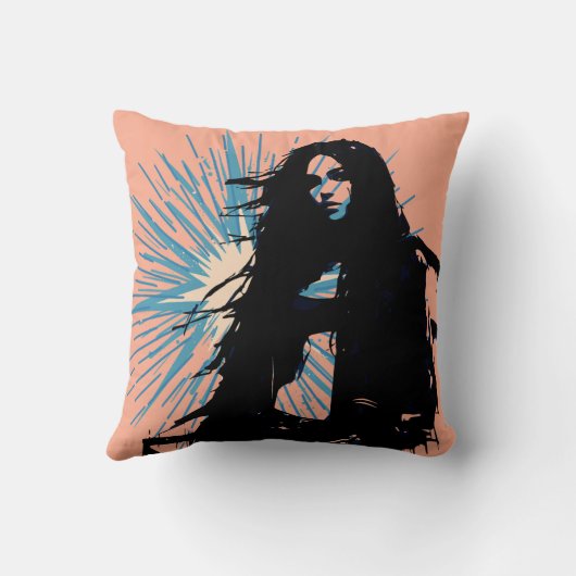 Edgy Woman Vector Art クッション (裏面)