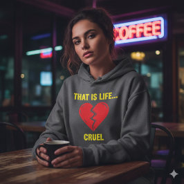 Edgy Y2K Broken Heart Hoodie - That Is Life Cruel  パーカ