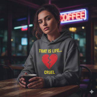 Edgy Y2K Broken Heart Hoodie - That Is Life Cruel  パーカ