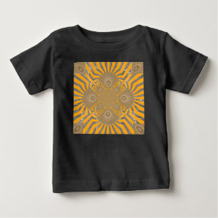 Edgy Zebra Elegance:黄金色のプリント ベビーTシャツ