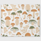 Edible Mushrooms seamless pattern. Linocut old sty ラッピングペーパー (フラット)