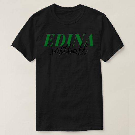 EDINAソフトボールグリーンアンプブラック文字グラフィック Tシャツ (デザイン正面)