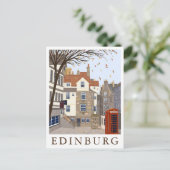 Edinburg Scotland Travel Illustration ポストカード (スタンド正面)