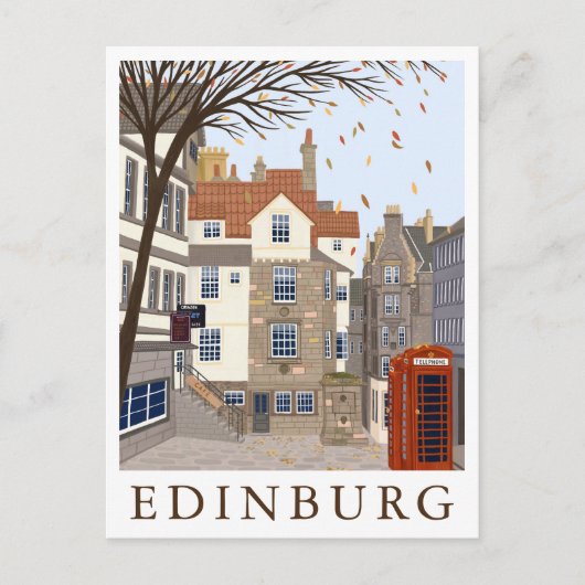 Edinburg Scotland Travel Illustration ポストカード (正面)