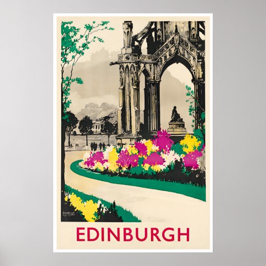 Edinburgh Art Scotland Travel Poster Scottish ポスター (正面)