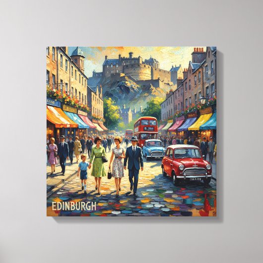 Edinburgh Castle High Street Scene Canvas キャンバスプリント (正面)