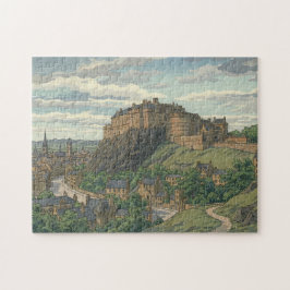 Edinburgh Castle Japanese Woodblock Print ジグソーパズル