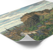 Edinburgh Castle Japanese Woodblock Print ポスター (角)