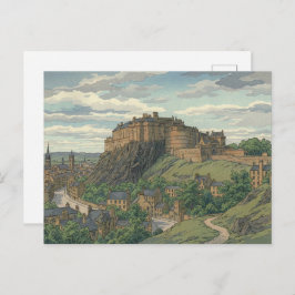 Edinburgh Castle Japanese Woodblock Print ポストカード
