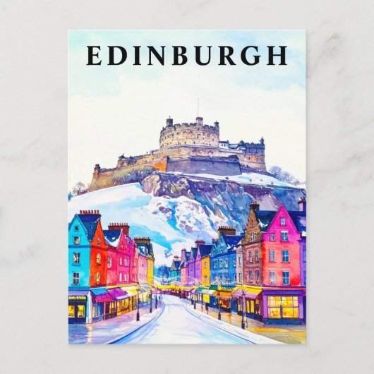 Edinburgh Castle Scotland Winter Vintage Travel ポストカード (正面)