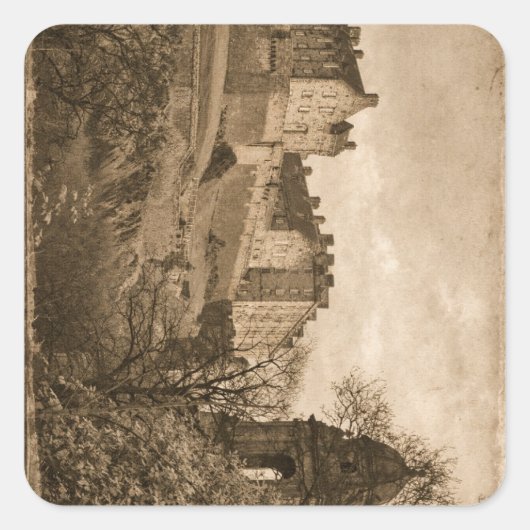 Edinburgh Castle Sepia Photograph スクエアシール (正面)