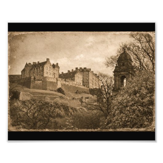 Edinburgh Castle Sepia Photograph フォトプリント (正面)