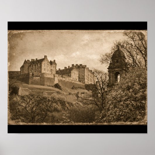 Edinburgh Castle Sepia Photograph ポスター (正面)