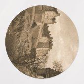 Edinburgh Castle Sepia Photograph ラベル (デザイン1)