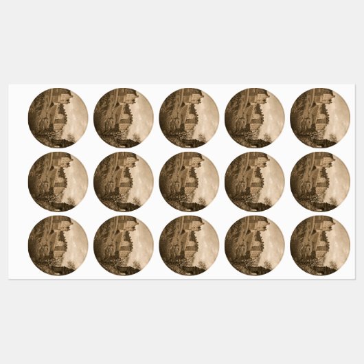 Edinburgh Castle Sepia Photograph ラベル (シート)