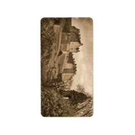 Edinburgh Castle Sepia Photograph ラベル