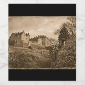 Edinburgh Castle Sepia Photograph ワインラベル (シングルラベル)