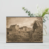 Edinburgh Castle Sepia Photograph 招待状 (スタンド正面)