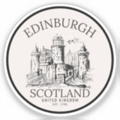 Edinburgh Castle Sticker | Vintage Travel Art シール (正面)