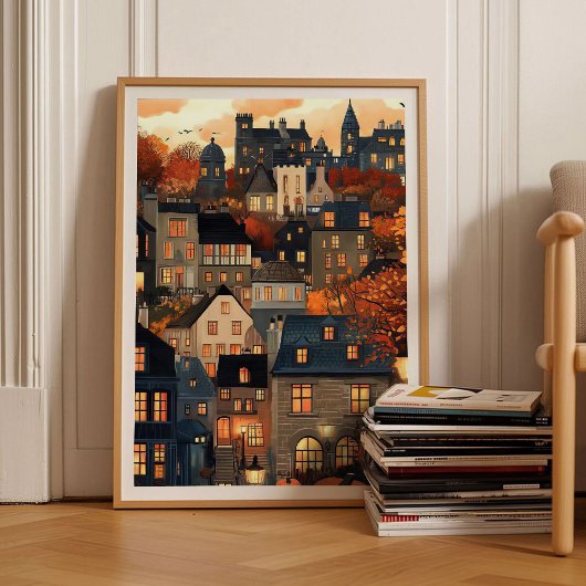 Edinburgh Illustration Edinburgh Print Autumn Scot ポスター