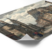 Edinburgh Old Town Japanese Woodblock Print ポスター (角)