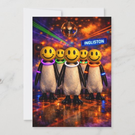 Edinburgh Raver Gift Penguin Parade Funny Scottish サンキューカード (正面)