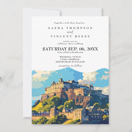 Edinburgh Scotland Wedding Invitation Retro 招待状 (正面)
