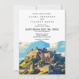 Edinburgh Scotland Wedding Invitation Retro 招待状